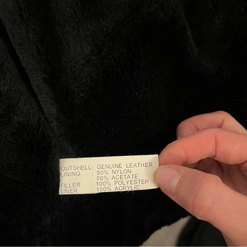 Hudson Outerwear Black Leather Coat Removable Faux Fur Lining Size Large